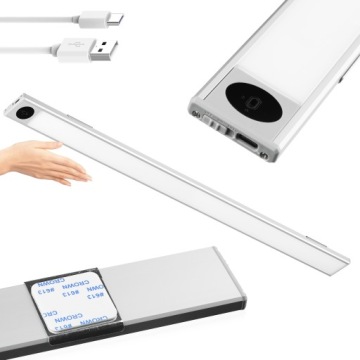 LAMPA LISTWA PODSZAFKOWA LED MEBLOWA NOCNA CZUJNIK NA RUCH RĘKĄ MAGNES 50cm