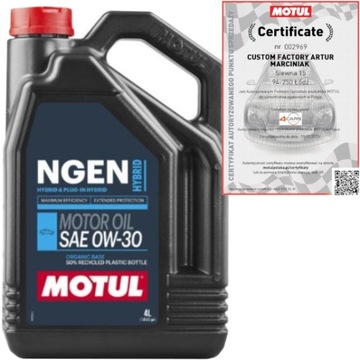 MOTUL NGEN HYBRID 0W30 OLEJ DO HYBRYD TOYOTA HONDA 4L