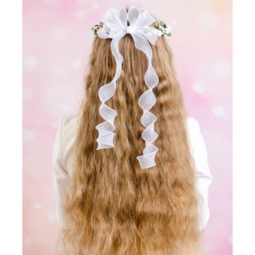 Wianek komunijny z piankowych kwiatków róż biel