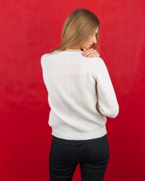 New Look Efektowny Kobiecy Granatowy Sweter Warkocz Sploty Bawełna S 36