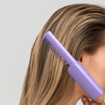 Беспроводная щетка-выпрямитель для волос, быстрый нагрев, защита от ожогов, горячая расческа, фиолетовый