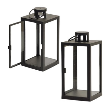 LATARENKA DUŻA PUSTA LAMPION DEKORACYJNA DO OGRODU OGRÓD CZARNA ZNICZ 32 CM