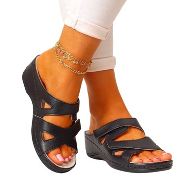 ШЛЕПАНКИ ЖЕНСКИЕ ОРТОПЕДИЧЕСКИЕ, КОЖАНЫЕ, ПОШИТЫЕ НА ЛИПУЧКЕ, ЛЕГКИЕ