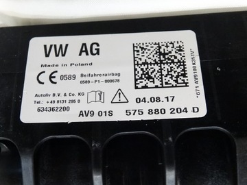 PODUSZKA PASAŻERA SEAT ATECA 575880204D