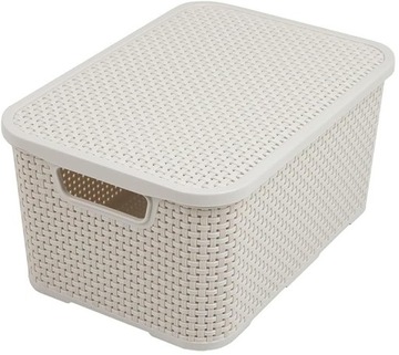 BRANQ - Koszyk Rattan - pokrywa - pojemnik plastikowy - kosz pudełko - 10 L