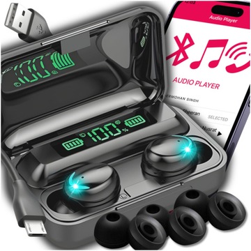 NAJNOWSZE SŁUCHAWKI BEZPRZEWODOWE BLUETOOTH 5.1 + POWERBANK WYŚWIETLACZ LED