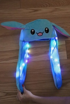 ПЛЮШЕВАЯ ШАПКА ДВИЖУЩИЕСЯ УШИ СВЕТОДИОД ПИКАЧУ Синий Кролик ПАСХА