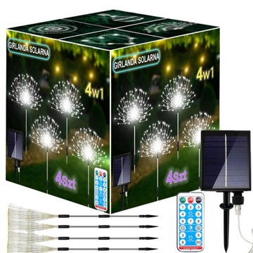 4x LAMPA SOLARNA OGRODOWA LED drzewko dmuchawiec fajerwerki 480LED z pilot