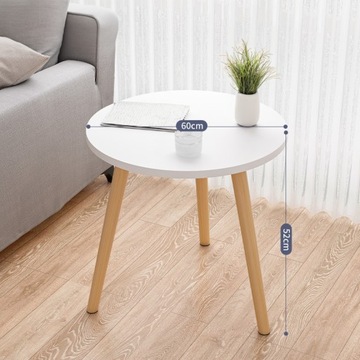 МАЛЕНЬКИЙ КРУГЛЫЙ ДЕРЕВЯННЫЙ ЖУРНАЛЬНЫЙ СТОЛИК В СКАНДИНАВСКОМ СТИЛЕ СТОЛИК ДЛЯ ГОСТИНОЙ