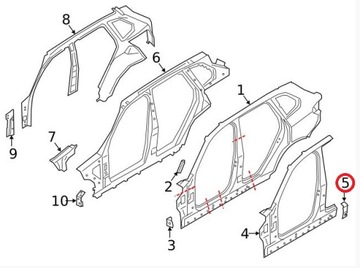 BMW X5 G05 BLACHA WZMACNIAJĄCA PROGU LEWA