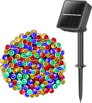 GIRLANDA SOLARNA OGRODOWA LED 28m kolorowe