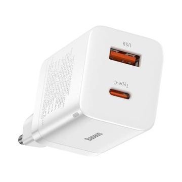 BASEUS ładowarka sieciowa USB + Typ C Compact Super Si Pro PD 30W biała CCS