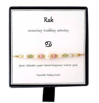 BRANSOLETKA znak zodiaku RAK amulet dla RAKA perły