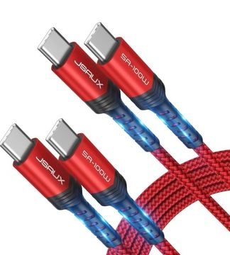 JSAUX(CC0020) Kabel USB C do USB C 100 W, 2 sztuki 3M