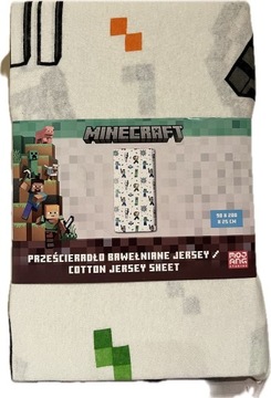 Prześcieradło bawełniane jersey MINECRAFT 90 x 200 x 25 cm