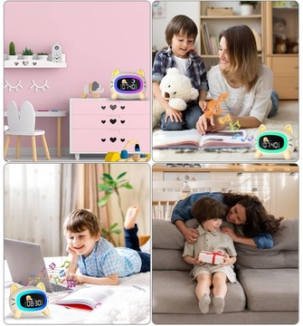 BUDZIK ZEGAR ALARM DRZEMKA LAMPKA NOCNA LED DLA DZIECI RGB KOTEK TRENER SNU