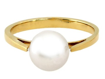 Złoty pierścionek 585 z perłą klasyka elegancji idealny na prezent r13