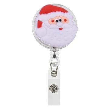 1 PCS Christmas Tree Ball Snow Man Santa Claus Retractable Pull Badge Reel