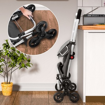 Тележка для покупок 3в1, сумка на колесах, складная транспортная тележка серая 56л