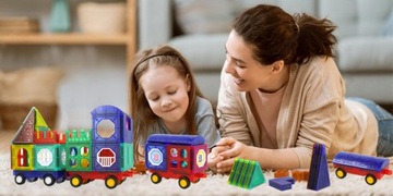 KOLOROWE Klocki Magnetyczne KONSTRUKCYJNE 3D Edukacyjne Panele XXL Zestaw