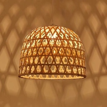Lampa Sufitowa Wisząca Bambus BOHO Ratan Drewno