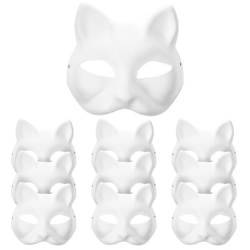 BIAŁY PAPIER BIAŁA MASKA KOT DO MALOWANIA DIY