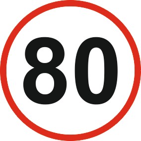 OGRANICZENIE PRĘDKOŚCI Naklejka 80 km/h znak 12 cm