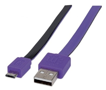 Manhattan Kabel USB 2.0 A-B Micro M/M HI-SPEED 1m Czarno-Fioletowy