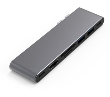 Адаптер 7-в-1 HUB USB-C HDMI 4K, Micro SD, TF, Thunderbolt, Macbook Pro/Air