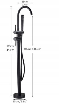 КОМПЛЕКТ ДЛЯ ВАННОЙ ОТДЕЛЬНО СТОЯЩИЙ СТОЛЕШНИЙ СМЕШАТЕЛЬ ДЛЯ ВАННЫ, ЧЕРНЫЙ