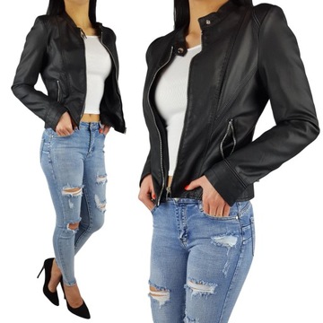 КОЖАНАЯ КУРТКА ЖЕНСКАЯ ЧЕРНАЯ КОЖАНАЯ