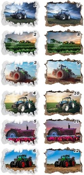 Наклейки на стену детские 3D Тракторы тракторы 130х90