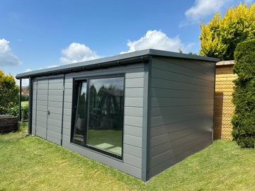 Blaszany Garaż 9x6m Grafit Podwójny Warsztat Brama