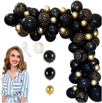Zestaw Balonów Black Gold 87szt Girlanda balonowa