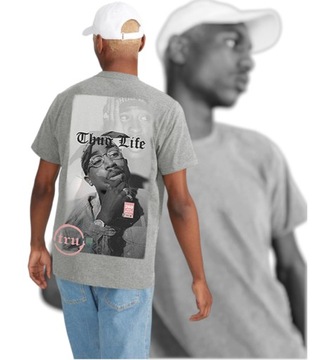 T-SHIRT Koszulka D'tru 2PAC Tupac Shakur lata 90 90s MODA SZARA PREZENT XXL