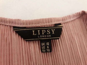 LIPSY plisowana BLUZKA z krótkim rękawem OVERSIZE różowa _ 38