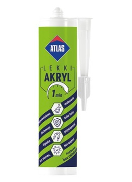 ATLAS AKRYL LEKKI BŁYSKAWICZNY BIAŁY budowlany szybki 300 ml