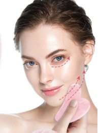 ПЛАСТИНА ИЗ РОЗОВОГО КВАРЦА ДЛЯ МАССАЖА ЛИЦА ГУА ША ПОДАРОЧНАЯ СУМОЧКА