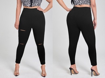 SHEIN Czarne legginsy z dziurami XXL