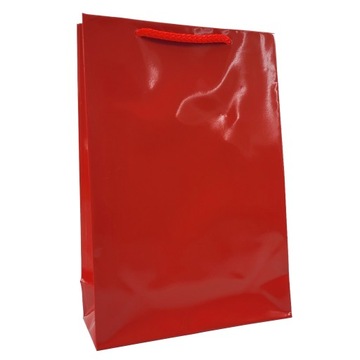 torebki papierowe laminowane CZERWONE na prezent 17x7x25cm pakiet 10szt
