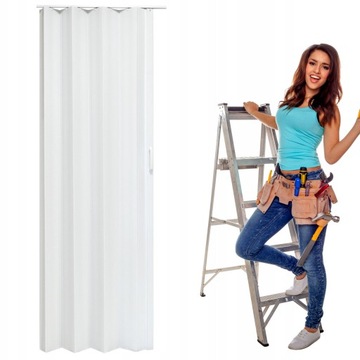 DRZWI HARMONIJKOWE WEWNĘTRZNE SKŁADANE/ŁAMANE BIAŁY MAT 90CM