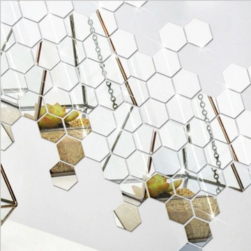 12шт 3D зеркальная наклейка на стену шестиугольное зеркало DIY Wa