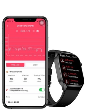 Zegarek Damski Smartwatch 380MAH ROZMOWY AMOLED Z Pomiar Cukru Ciśnienie