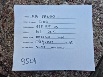 MERCEDES W414 VANEO KOLA RÁFKY HLINÍK 195/55R15 ZIMNÍ KPL A4144010102