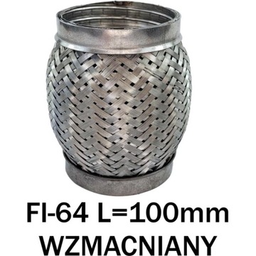 ŁĄCZNIK ELASTYCZNY ZŁĄCZE TŁUMIKA FI-64 L=100mm