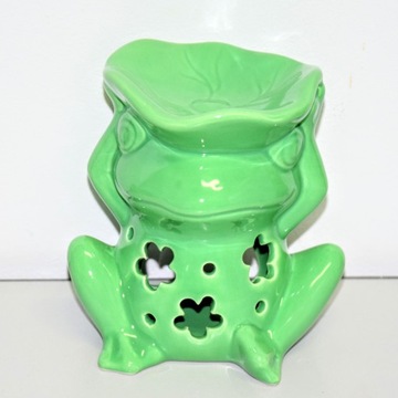 KOMINEK CERAMICZNY NA OLEJEK LUB WOSK ŻABA ZIELONY