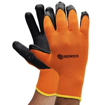RĘKAWICZKI ROBOCZE OCIEPLANE OGRODOWE POMARAŃCZOWE BEZSZWOWE ROZMIAR r9