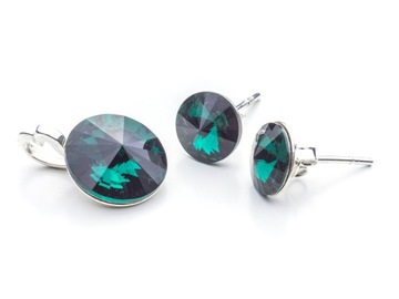 Komplet srebrny kolczyki wisiorek z kr. Swarovski
