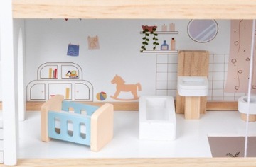 Большой деревянный двухэтажный кукольный домик, набор мебели и аксессуаров для лифта XXL