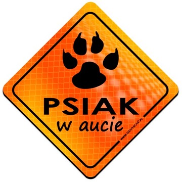 MAGNES ODBLASK PSIAK W AUCIE DOG ON BOARD ORANGE